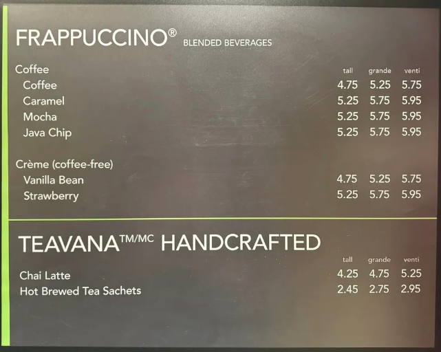 NCL Starbucks Prices - Pride of America Cruise - Hawaii