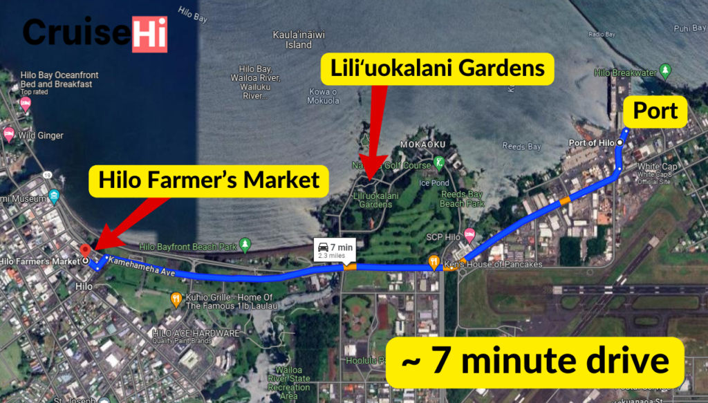 Hilo Farmers market cruise map